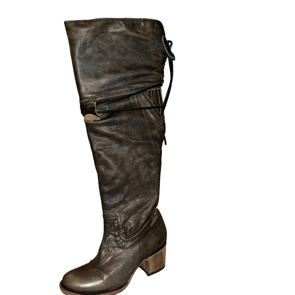 FREEBIRD by Steven Carolina Boots Brown Leather Over The Knee Distressed tall 8